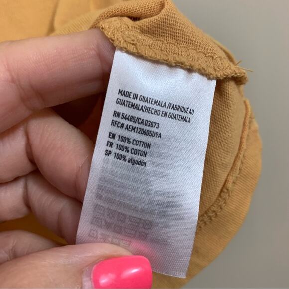 American Eagle The Rolling Stone Yellow Distressed T-shirt - Picture 3 of 5